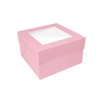 Scatola con finestra rosa 20 x 20 h 15 cm