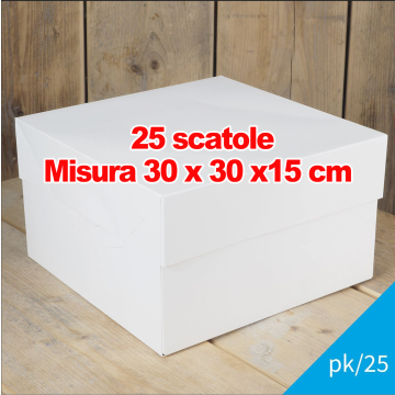 25 scatole per torta misura 30 x 30 x 15 cm