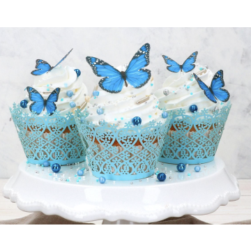 Farfalle Blu in cialda commestibile 29 pezzi