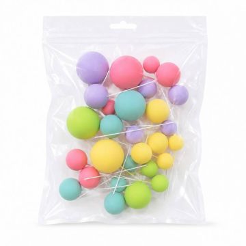 Set 32 palline cake topper Mix pastello per torta