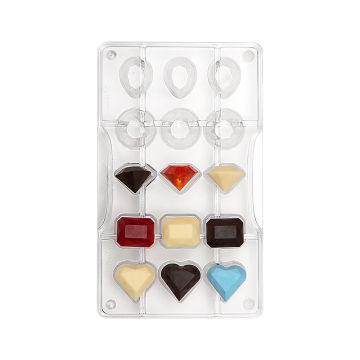 Stampo per cioccolato gemme 15 CAVITA' 200 X 120 X 22 H MM
