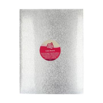 Vassoio torta rettangolare 40,5x30,5 cm colore argento
