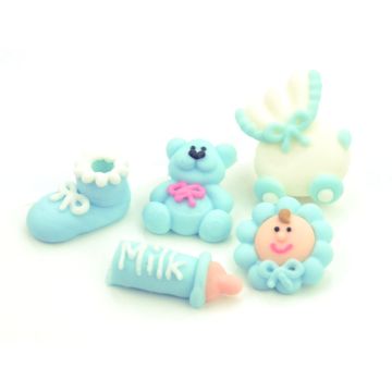 Kit 5 decorazioni di zucchero Battesimo bimbo 